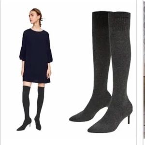 Zara knee high sock boots gray